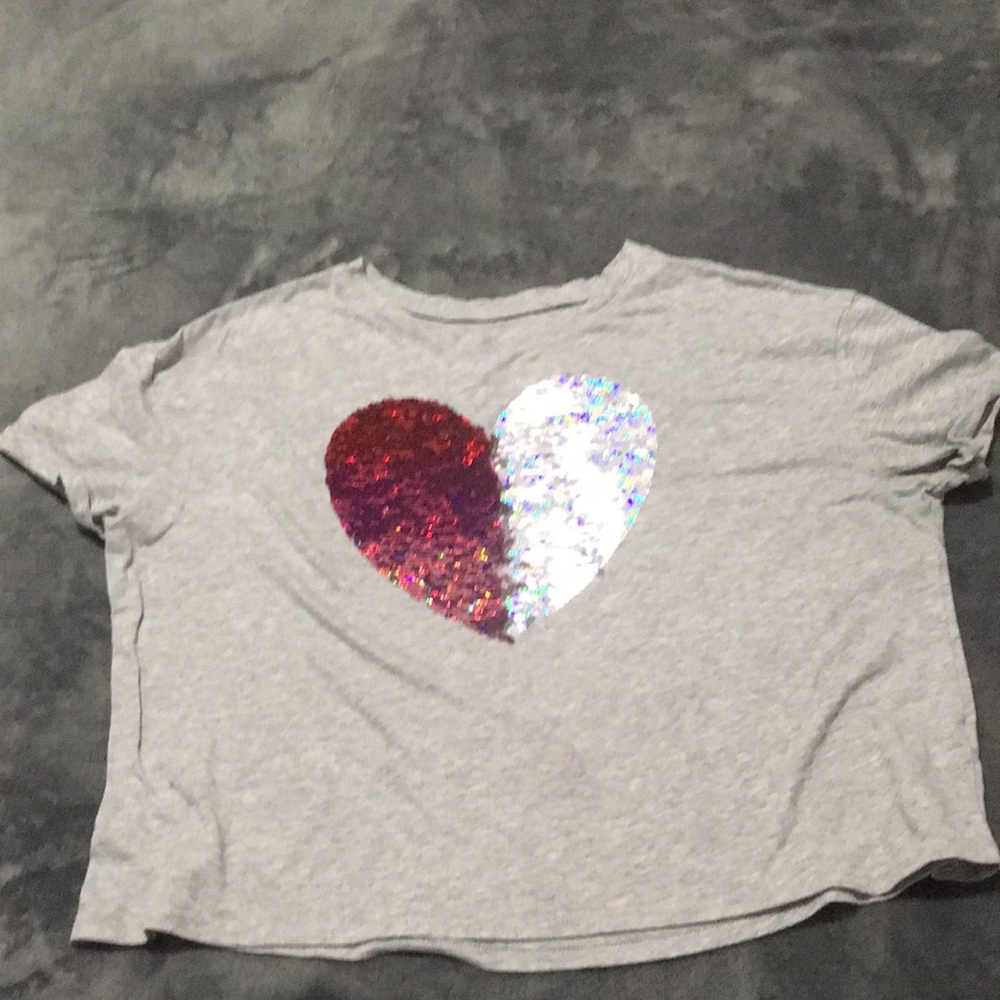 Grey shirt with flip sequins|Size: 14/16|Brand: Justice